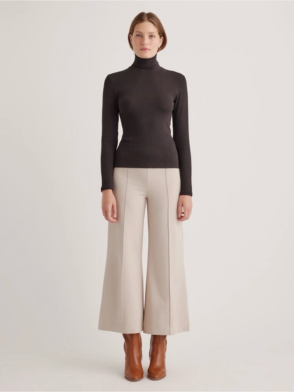 Quince Micro-Rib Turtleneck 100% Organic Cotton Size Small